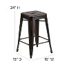 Emma and Oliver Commercial Grade 4 Pack 24" High Backless Distressed Metal Indoor-Outdoor Counter Height Stool - 4 of 4