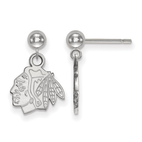 Black Bow Jewelry Sterling Silver Chicago Blackhawks NHL Dangle Earring - image 1 of 3