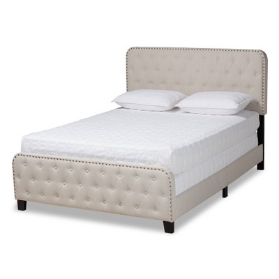 Queen Annalisa Fabric Upholstered Button Tufted Panel Bed Beige/black ...