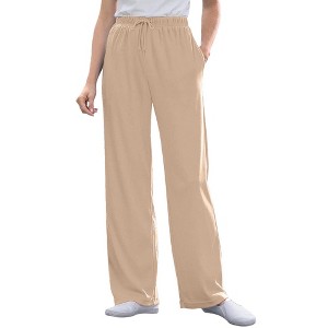Woman Within Women's Plus Size Tall Sport Knit Straight Leg Pant - 1 of 4