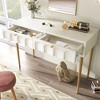 VASIP Modern Style Double Drawer Dressing Table, Combining Wood & Metal Legs, Spacious Storage for Bedroom, Living & Office - Multi-Purpose Use - 4 of 4