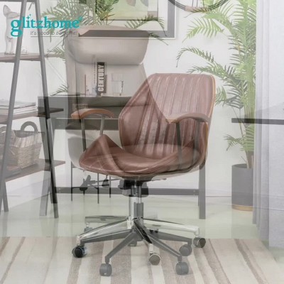 Gray Leather High Back Swivel Executive Office Chair