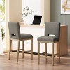 Modern Upholstered Bar Stool Set of 2 with Sturdy Wooden Legs, Comfortable Fabric Seating for Kitchen Island or Dining Room – The Pop Home - 3 of 4