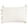 Storied Home Woven Cotton Slub Lumbar Pillow with Tassels, Cream - 4 of 4