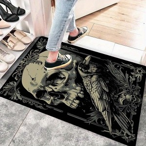 Lomsoe Skull And Raven Area Mat,Carpet Non-Slip, Washable Polyester Mat For Living Room, Bedroom,Christmas Gift. - 1 of 4