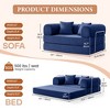 63 in.Navy Blue Corduroy Convertible Sofa Bed,Metal Frame, Foldable Floor Sofa(small size) - 2 of 4
