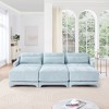 3-Seater Chenille Fabric Beige Sofa with 3 Movable Ottomans and Lumbar Pillow High Quality Wooden Base High Resilience Sponge - 2 of 4