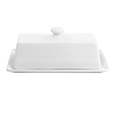 Martha Stewart Ceramic Butter Dish with Lid in White