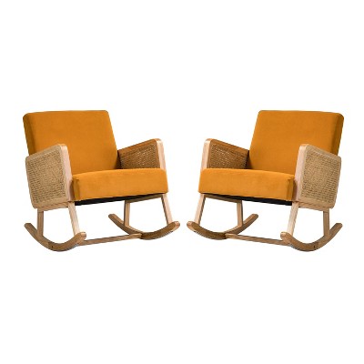 Set Of 2 Adena Rocking Accent Chair With Rattan Arms Karat Home Target   GUEST F673b0f9 95c4 4410 A789 036e89a57cfc