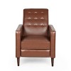 Christopher Knight Home Mervynn Mid-Century Modern Button Tufted Recliner Cognac Brown/Dark Espresso: Faux Leather Upholstery, Plywood Frame - 2 of 4
