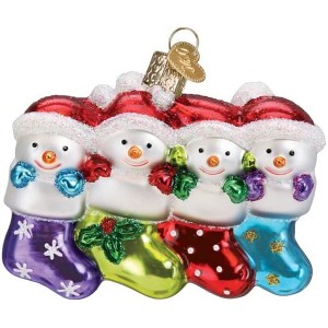 Old World Christmas Blown Glass Ornament for Christmas Tree, Snow Family of 4 - 1 of 4