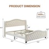 Bed Frame with Button Tufted Headboard, Velvet Upholstered Bed Frame with Wooden Slat Support, Under Bed Storage, No Box Spring Needed, Beige - 2 of 4