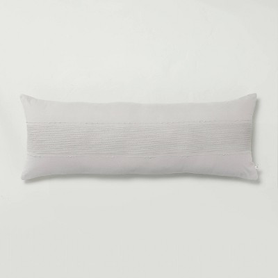 16" x 42" Slub Center Stripe Oversized Lumbar Bed Pillow Jet Gray - Hearth & Hand™ with Magnolia