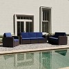 Merrick Lane Outdoor Furniture Resin Sofa Faux Rattan Wicker Pattern Patio 3-Seat Sofa With All-Weather Cushions - 4 of 4