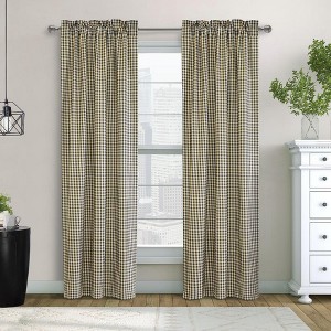 Thermalogic Checkmate Energy Efficient Room Darkening Simple Mini Check Pattern Pole Top Curtain Panel Pair Navy - 1 of 4