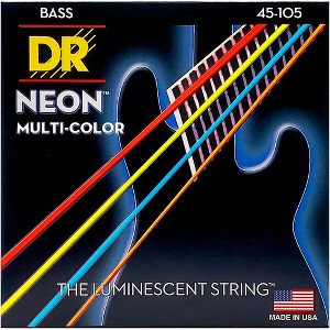 DR Strings Hi-Def NEON Multi-Color Coated Medium 4-String Bass Strings - 1 of 4