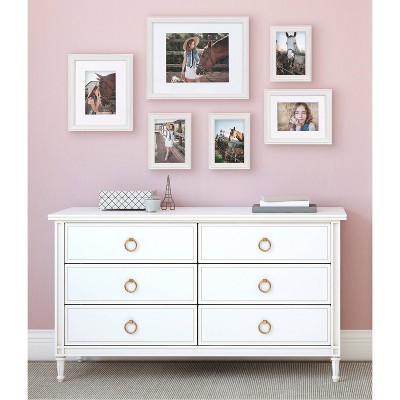 Bordeaux White Wood 6-Piece Wall Frame Set