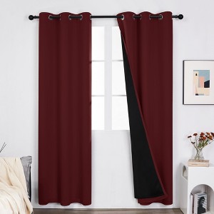 Deconovo Satin 100% Light sheiled Curtains 2Panels For LivingRoom or Bedroom - 1 of 4
