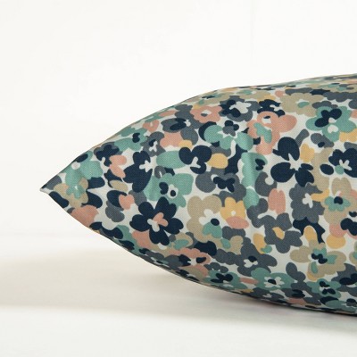 22" x 22" Multicolor Floral Canvas Indoor/Outdoor Throw Pillow