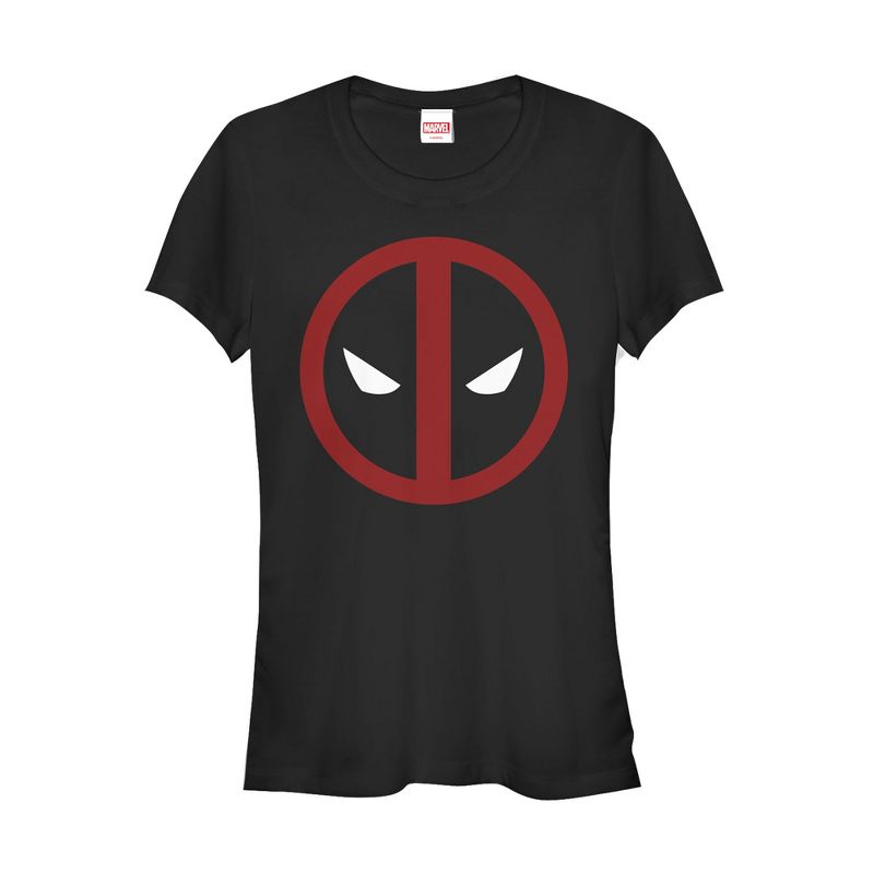 Juniors Womens Marvel Deadpool Mask Classic T-Shirt, 1 of 4