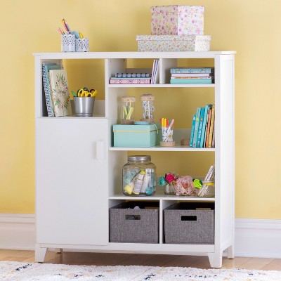 Martha Stewart Kids' Media Shelf: Children's Bedroom and Playroom Bookshelf and Toy Storage Organizer with Fabric Bins