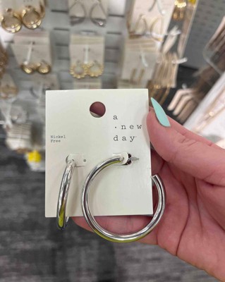 Sterling Silver Twist Hoop Earrings - A New Day™ Silver : Target