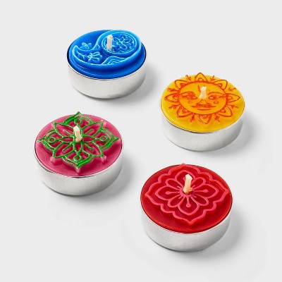 12pk Colored Decorative Tealights with Accent Color
