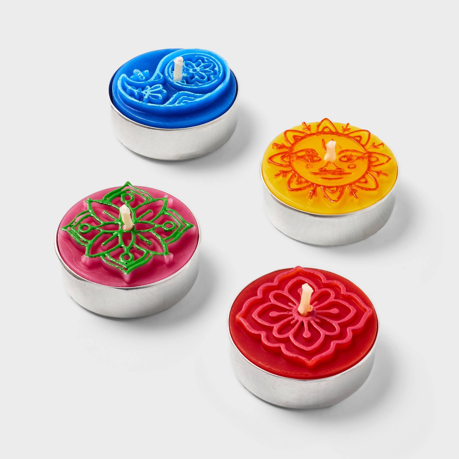 12pk Colored Decorative Tealights with Accent Color