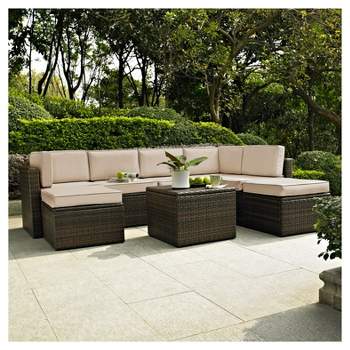 Palm Harbor 8pc All-Weather Wicker Patio Seating Set - Sand - Crosley