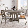 47-Inch Round Farmhouse Dining Table for 4 with Wooden Pedestal Base, Ideal for Kitchen, Dining Room, or Living Room in Your Home. - 3 of 4