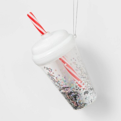 Glass Tumbler with Striped Straw Christmas Tree Ornament - Wondershop™