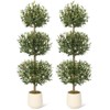 5FT Artificial Olive Tree with Three-Tier Sphere Design in White Planter - Realistic Faux Indoor/Outdoor Decor, UV-Resistant & Low Maintenance - 2 of 4