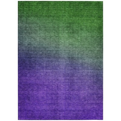 Green Purple And Charcoal Ombre Washable Indoor Outdoor Area Rug