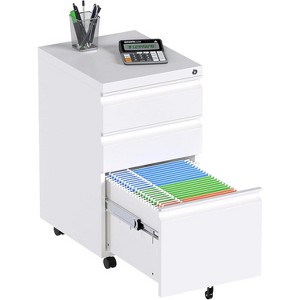 SUXXAN Metal Rolling File Cabinet with 3 Drawers, Under Desk Mobile Filing Storage Cabinet with Lock,Required Assembly - 1 of 4