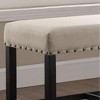 Roundhill Furniture Biony Fabric Counter Height Dining Bench with Nailhead Trim, Tan - 4 of 4