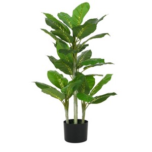 Okak 42IN Artificial Dieffenbachia Tree with Black Plastic Pot, Indoor Faux Plants with Textured Bark and Leaf, Faux Tree for Office, Home, Green - 1 of 4