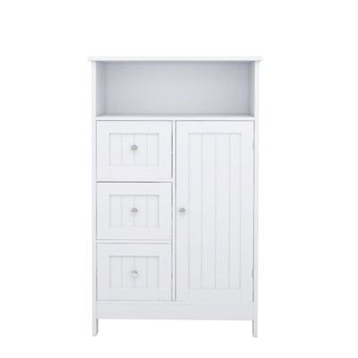 GlasFlength Decorative Storage Cabinets with four drawers and a large shelves, for Living Room, Entryway, Kitchen, White, 23.62"*11.8"*39.57"