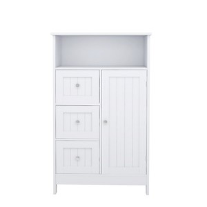 GlasFlength Decorative Storage Cabinets with four drawers and a large shelves, for Living Room, Entryway, Kitchen, White, 23.62"*11.8"*39.57" - 1 of 4