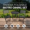 Four Seasons Courtyard Padova 3 Piece Bistro Outdoor Backyard Dining Set with 2 Folding Chairs and Round Table Furniture for Patios or Decks, Black - 2 of 4