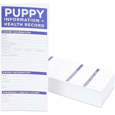 Okuna Outpost 60 Pack Puppy Vaccine Cards, Dog Health Records (8.5 x 3.7 in)