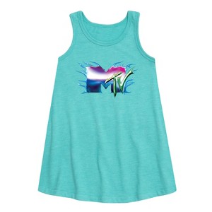 - MTV - Logo Liquid Metal Graphic Sleeveless Aline Dress - 1 of 2