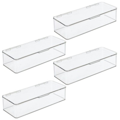 mDesign Plastic Stackable Kitchen Grill Accessories Storage Box, 4 Pack - Clear