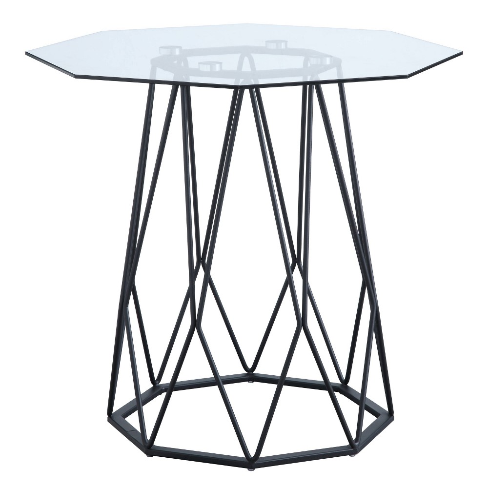 Photos - Coffee Table Hamela Glass Top End Table Black - miBasics: Steel Frame, Octagon Shape, 2