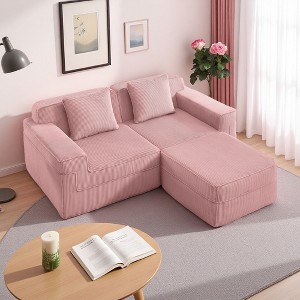 Modular 2-Seater L-Shaped Sectional Sofa, Cloud Couch, 1 Ottoman - 1 of 4