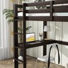 Racxily Twin Loft Bed with Desk, Sturdy Rubberwood Frame & Safety Guardrail, Space-Saving High Bed with Built-in Ladder, Espresso Finish - 4 of 4