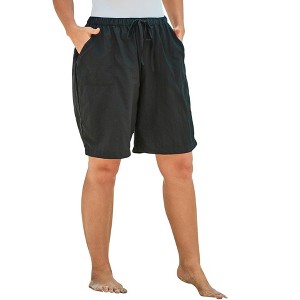 Swim 365 Women's Plus Size Taslon Cover Up Board Shorts With Built-In Brief - 1 of 4
