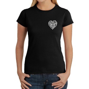 LA Pop Art Cursive Heart - Women's Word Art T-Shirt - 1 of 4