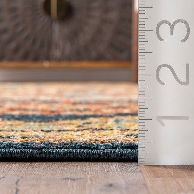 Green Medallion Synthetic Easy Care Area Rug