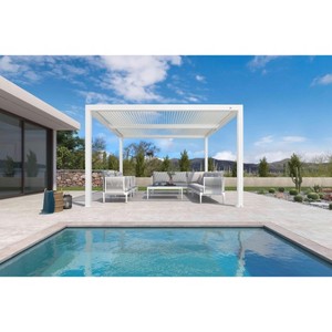 PURPLE LEAF Outdoor Louvered Pergola Aluminum Gazebo Modern White Patio Metal Pergola with Adjustable Rainproof Hardtop for Garden Lawns Yard - 1 of 4