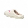Aéropostale Women’s Fuzzy “Pink Heart-Planet” Mule Slippers – Ivory Slip-On House Shoes with Pastel Planet-Heart Embroidery - 4 of 4